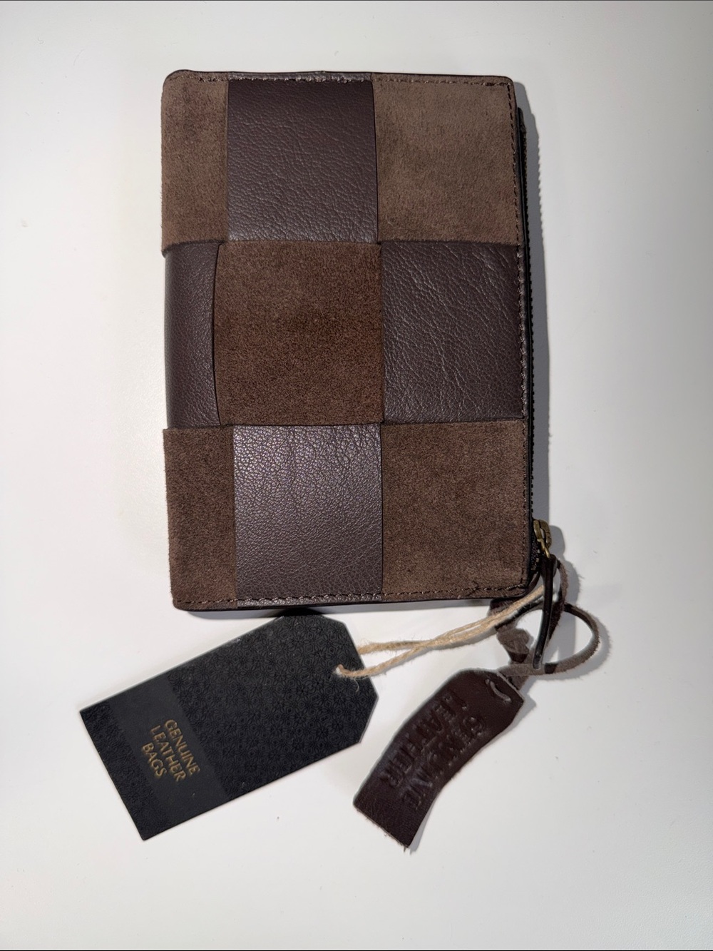 Genuine Merchandise Brown Patchwork Leather Zip Wallet